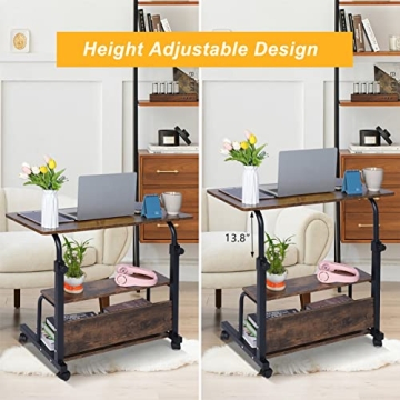 Laventer Adjustable Laptop Desk on Wheels for Small Spaces