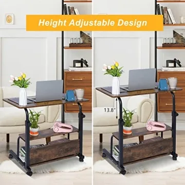 Laventer Adjustable Laptop Desk on Wheels for Small Spaces