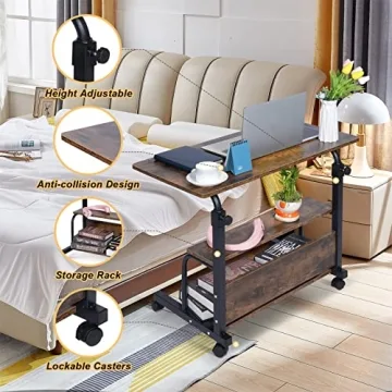 Laventer Adjustable Laptop Desk on Wheels for Small Spaces