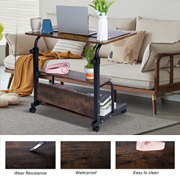 Laventer Adjustable Laptop Desk on Wheels for Small Spaces