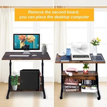 Laventer Adjustable Laptop Desk on Wheels for Small Spaces