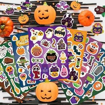 16 Sheets Halloween Stickers - Perfect for Kids and Parties