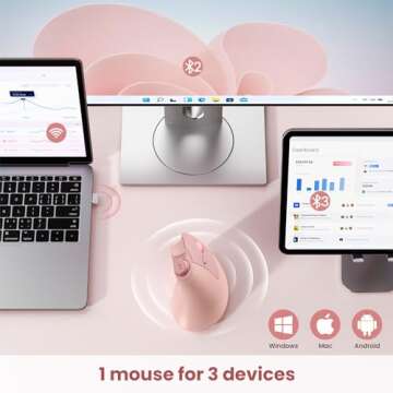 seenda Ergonomic Mouse Rechargeable, Vertical Wireless Mouse with Volume knob, Quiet clicks, 3 Devic...