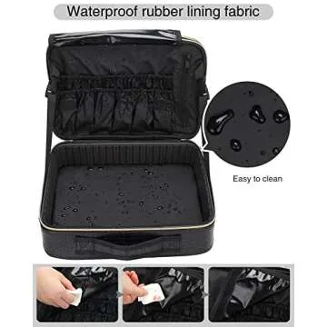 Relavel Travel Makeup Train Case Makeup Cosmetic Case Organizer Portable Artist Storage Bag with Adjustable Dividers for Cosmetics Makeup Brushes Toiletry Jewelry Digital Accessories