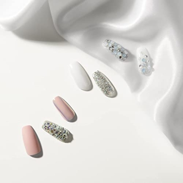 KISS Masterpiece One-Of-A-Kind Luxe Manicure, Premium Acrylic Fake Nails with Pink Gel Nail Glue, Manicure Stick, Mini Nail File, & 30 Glue On Nails Including 12 Accent Nails