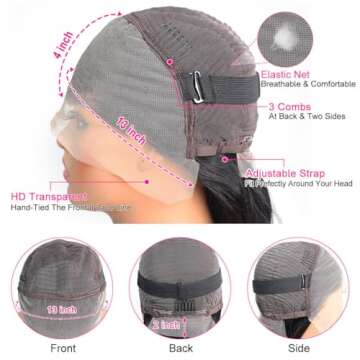 24 Inch HD Transparent 13x4 Straight Lace Front Wigs Human Hair 150% Density Frontal Wigs Human Hair HD Lace Pre Plucked Closure Wigs for Women Human Hair Glueless Straight HD Lace Frontal Wigs