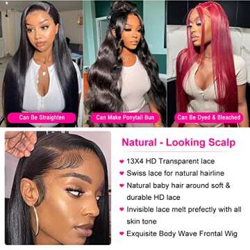 24 Inch HD Transparent 13x4 Straight Lace Front Wigs Human Hair 150% Density Frontal Wigs Human Hair HD Lace Pre Plucked Closure Wigs for Women Human Hair Glueless Straight HD Lace Frontal Wigs