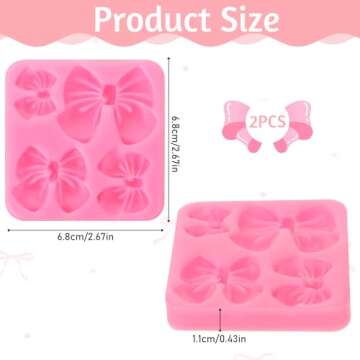 Bow Chocolate Mold, 2 Pack Bow Silicone Mold Chocolate Molds Silicone Cake Pop Molds Fondant Molds R...