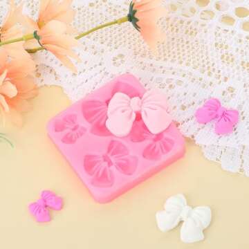 Bow Chocolate Mold, 2 Pack Bow Silicone Mold Chocolate Molds Silicone Cake Pop Molds Fondant Molds Rice Krispies Treats Mold for Wedding Birthday Party Dessert Cake Supplies Baking DIY