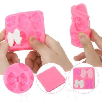 Bow Chocolate Mold, 2 Pack Bow Silicone Mold Chocolate Molds Silicone Cake Pop Molds Fondant Molds Rice Krispies Treats Mold for Wedding Birthday Party Dessert Cake Supplies Baking DIY