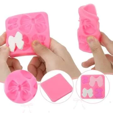 Bow Chocolate Mold, 2 Pack Bow Silicone Mold Chocolate Molds Silicone Cake Pop Molds Fondant Molds Rice Krispies Treats Mold for Wedding Birthday Party Dessert Cake Supplies Baking DIY