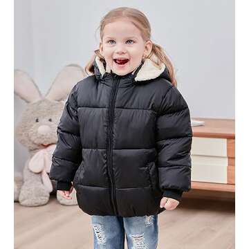 TUONROAD Baby Boy Girl Black Coat - Cozy Fleece Lined Winter Jacket for 3-4 Years