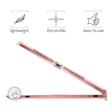 typecase Touch Case with Keyboard for iPad 9th Generation (10.2", 2021), Multi-Touch Trackpad, 10 Color Backlight, 360, Thin & Light - iPad 8th Gen (2020), 7th Gen (2019), Air 3, Pro 10.5 (Rose Gold)