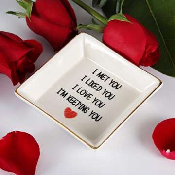 AREOK Valentines Day Gifts for Wife - Romantic Gifts for Her - Ring Dish Holder, Jewelry Tray, Trink...