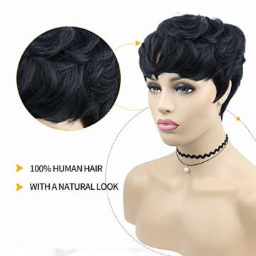 VCK Short Human Hair Wigs for Black Women - Versatile Pixie Cut