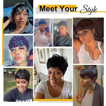 VCK Short Human Hair Wigs for Black Women - Versatile Pixie Cut