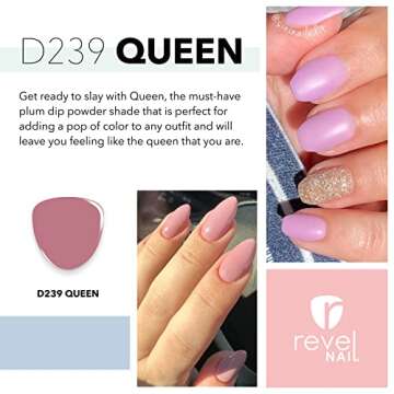 Revel Nail Dip Powder - Nude Pink Powder Dip Nail Polish, Chip Resistant Dip Nail Powder with Vitami...