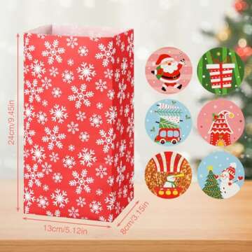 NACHLYNN Christmas Gift Bags - 30 Pcs Kraft Paper Bags with 30 Stickers for Party Favors and Supplie...