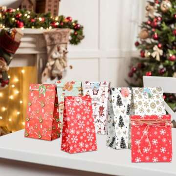 NACHLYNN Christmas Gift Bags 30 Pcs Kraft Paper for Parties