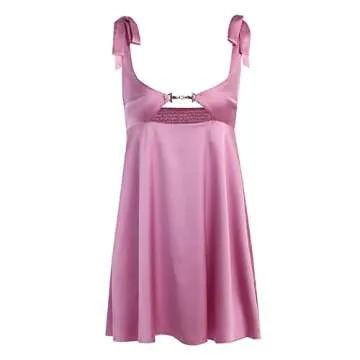 Women Satin Cutout Mini Dress Sleeveless Sexy Party Wear
