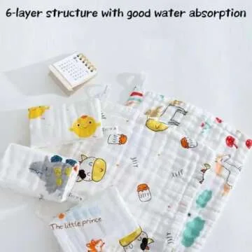 Caiery Baby Muslin Washcloths - Soft & Absorbent Set