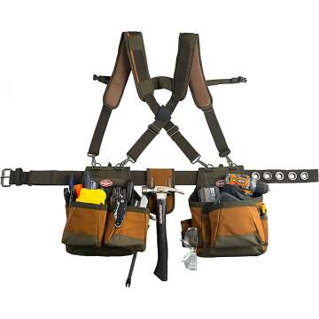 AirLift Tool Belt with Suspenders - 52 Inch Brown