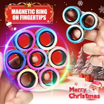 Jawhock 9 Pack Magnetic Rings Fidget Toy Set｜Magnetic Fidget Rings for ADHD Stress Relief｜ Color...