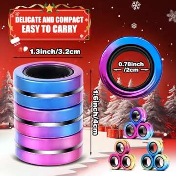Jawhock 9 Pack Magnetic Rings Fidget Toy Set｜Magnetic Fidget Rings for ADHD Stress Relief｜ Colorful Fidget Toy Rings for Training Relieves Autism Anxiety｜Great for Kids&Teens