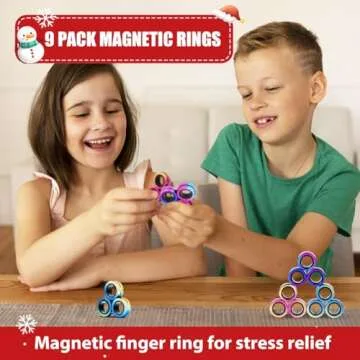 Jawhock 9 Pack Magnetic Rings Fidget Toy Set｜Magnetic Fidget Rings for ADHD Stress Relief｜ Colorful Fidget Toy Rings for Training Relieves Autism Anxiety｜Great for Kids&Teens