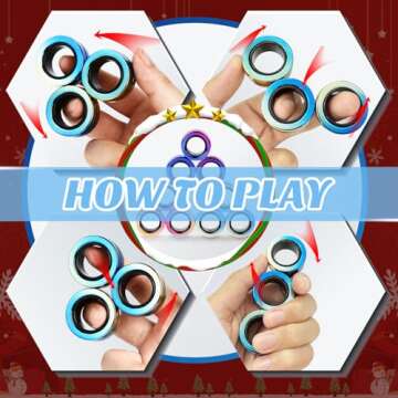 Jawhock 9 Pack Magnetic Rings Fidget Toy Set｜Magnetic Fidget Rings for ADHD Stress Relief｜ Colorful Fidget Toy Rings for Training Relieves Autism Anxiety｜Great for Kids&Teens