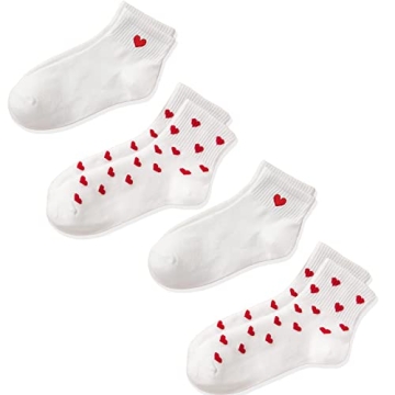 Chunfo Cute Heart & Bear Patterns Bobby Socks - Fun & Adorable