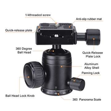 Professional Heavy Duty (20 lbs Load) DSLR Mirorrless Camera Suction Cup Car Mount Camcorder Vehicle Holder w/ 360°Panorama Ball Head + Quick Release Plate Compatible with Nikon Canon Sony RED BM