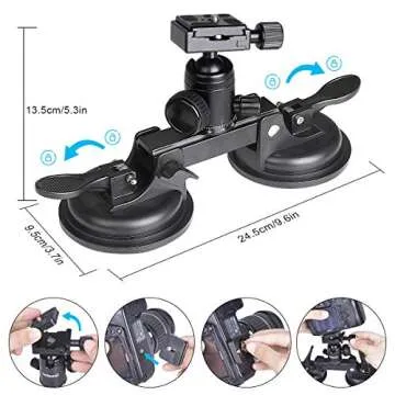 Heavy Duty DSLR Suction Cup Car Mount - 15KG Load Capacity
