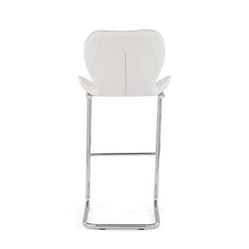 Modern White Bar Stool with Chrome Legs for Elegant Spaces