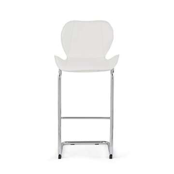 Modern White Bar Stool with Chrome Legs for Elegant Spaces