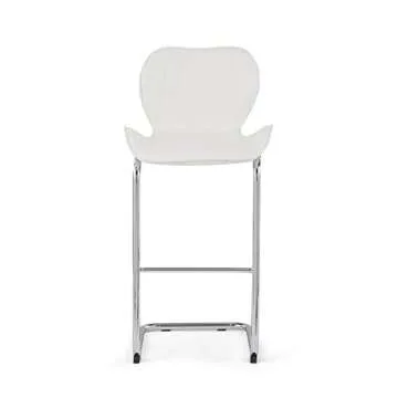 Modern White Bar Stool with Chrome Legs for Elegant Spaces
