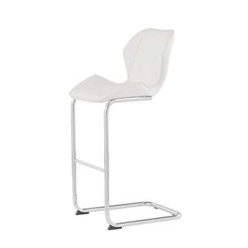 Modern White Bar Stool with Chrome Legs for Elegant Spaces