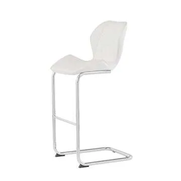 Modern White Bar Stool with Chrome Legs for Elegant Spaces