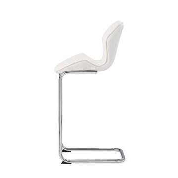 Modern White Bar Stool with Chrome Legs for Elegant Spaces