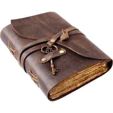 Handmade Vintage Leather Journal with Deckle Edge Paper