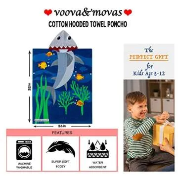 Big Kids Bath Towels with Hood - Shark Design 64"x26"