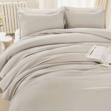 Litanika Linen Grey Comforter Set Full Size, 3 Pieces Lightweight Solid Bedding Comforter Set, All Season Fluffy Bed Set (79x90In Comforter & 2 Pillowcases)