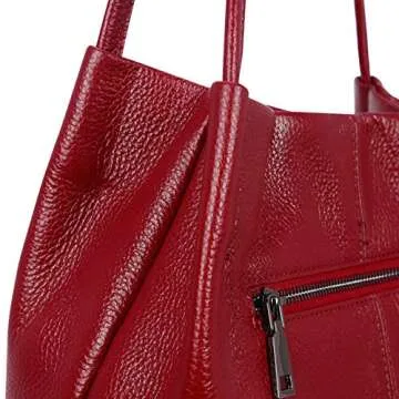 Iswee Burgundy Purse Large Shoulder Bag Leather Tote Bag Hobo Ladies Purses and Handbags Soft Leather Purses for Women Satchel Pocketbooks (Wine Lichee)