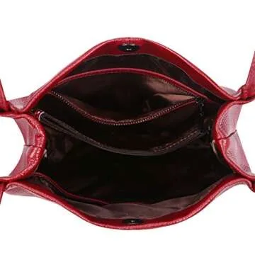 Iswee Burgundy Purse Large Shoulder Bag Leather Tote Bag Hobo Ladies Purses and Handbags Soft Leather Purses for Women Satchel Pocketbooks (Wine Lichee)