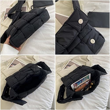 YILINRUI Woven Cotton Padded Women Shoulder Bag Green