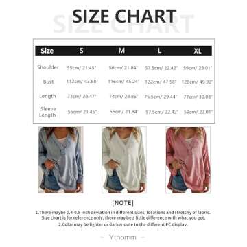 Ythomm Women Striped Oversized T-Shirts Long Sleeve Deep V Neck Pullover Tunic Tee Tops Vintage Casual Loose Side Slit Blouse Blue, X-Large