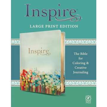 Inspire Bible Large Print NLT (LeatherLike, Floral Fields with Gold): The Bible for Coloring & Creat...