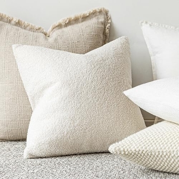 Foindtower Curly Faux Fur Pillow Covers Pack of 2 18x18