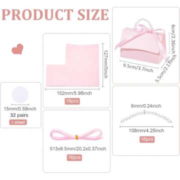 BENECREAT 16Set Wedding Favors Box DIY Set with Pearl Handle