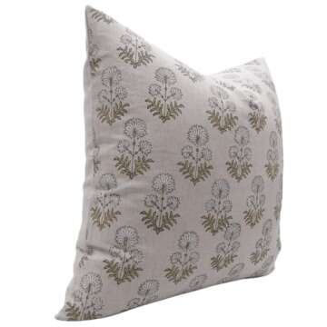 Fabritual Block Art Print Pure Linen 22"X22" Throw Vintage Pillowcase Cushion Cover for Sofa Couch, ...